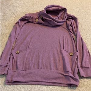 Cowl neck sweatshirt with button detail